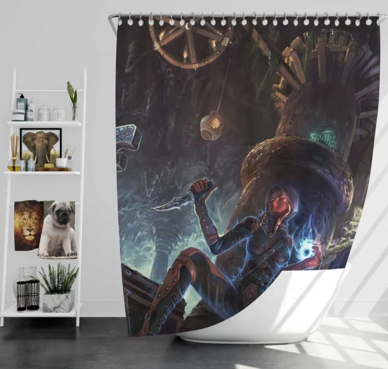 April Gloria Aela The Huntress Women Cosplay Skyrim The Elder Scrolls Bath Shower Curtain