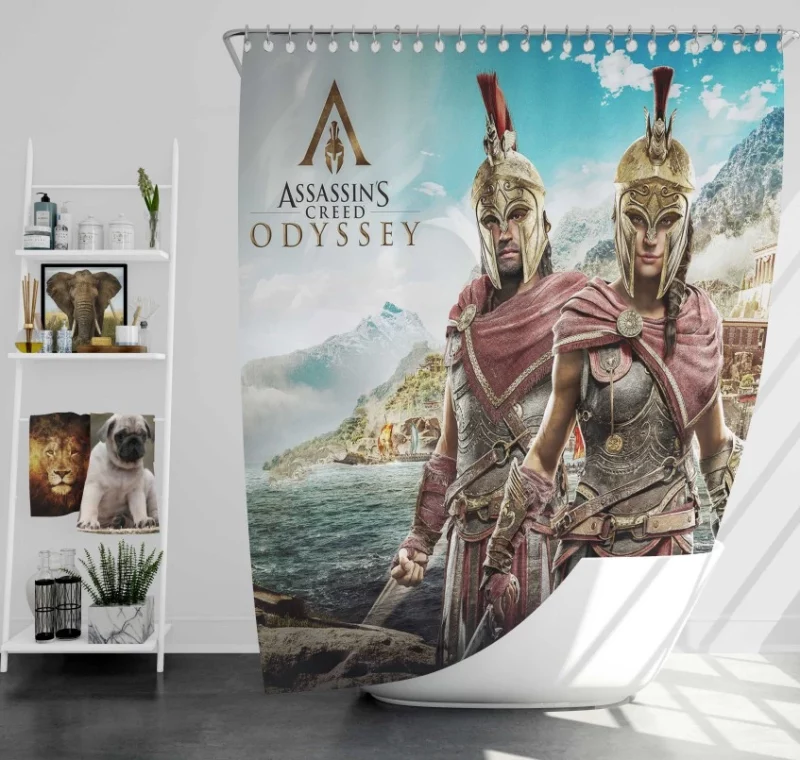 Assassins Creed Odyssey Game Themed Bath Shower Curtain