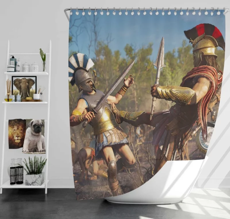 Assassins Creed Odyssey Spartan Ship Archer Bath Shower Curtain