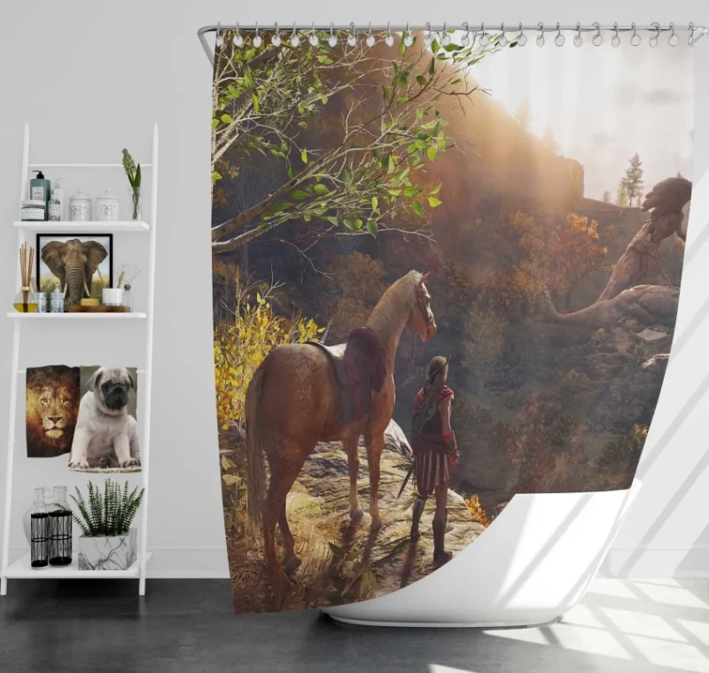 Assassins Creed Odyssey Spartan Sword Soldier War Bath Shower Curtain