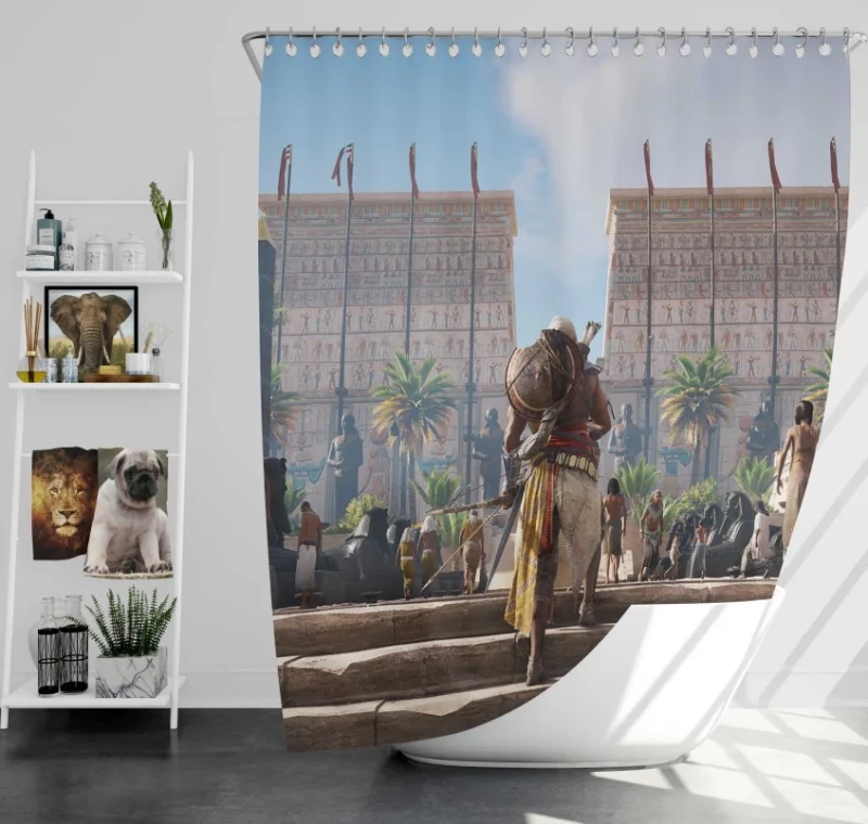 Assassins Creed Origins Bayek Of Siwa Horse Night Time Bath Shower Curtain