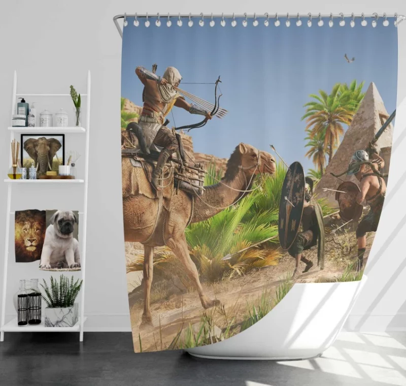 Assassins Creed Origins Lion Hippo Bath Shower Curtain