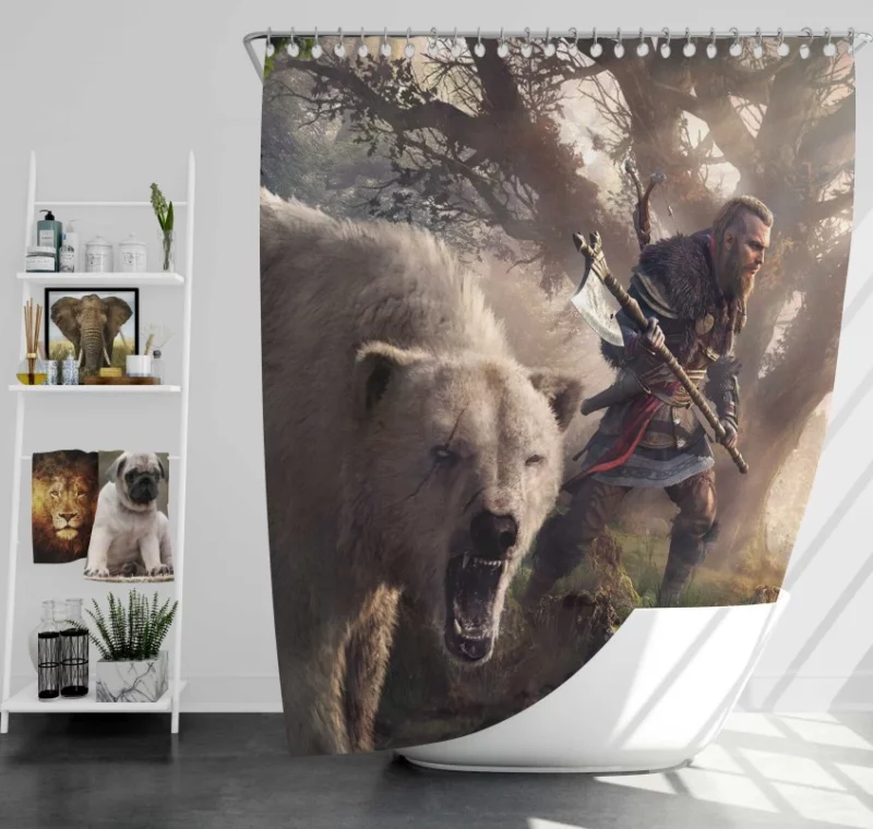 Assassins Creed Valhalla Battle Viking Bath Shower Curtain