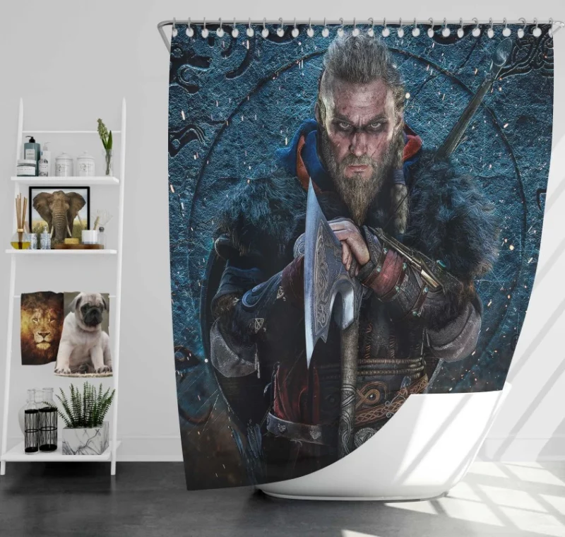 Assassins Creed Valhalla Warrior Viking Bath Shower Curtain