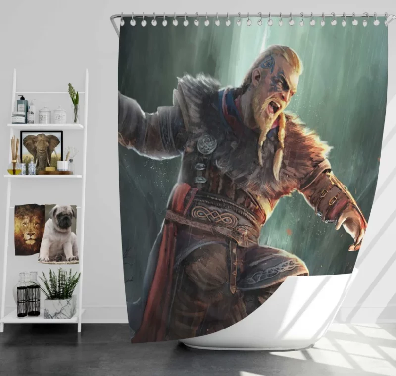 Assassins Creed Valhalla Warrior Viking Quality Bath Shower Curtain