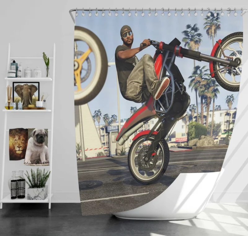 Auto Biker Grand Theft Auto 5 Bath Shower Curtain