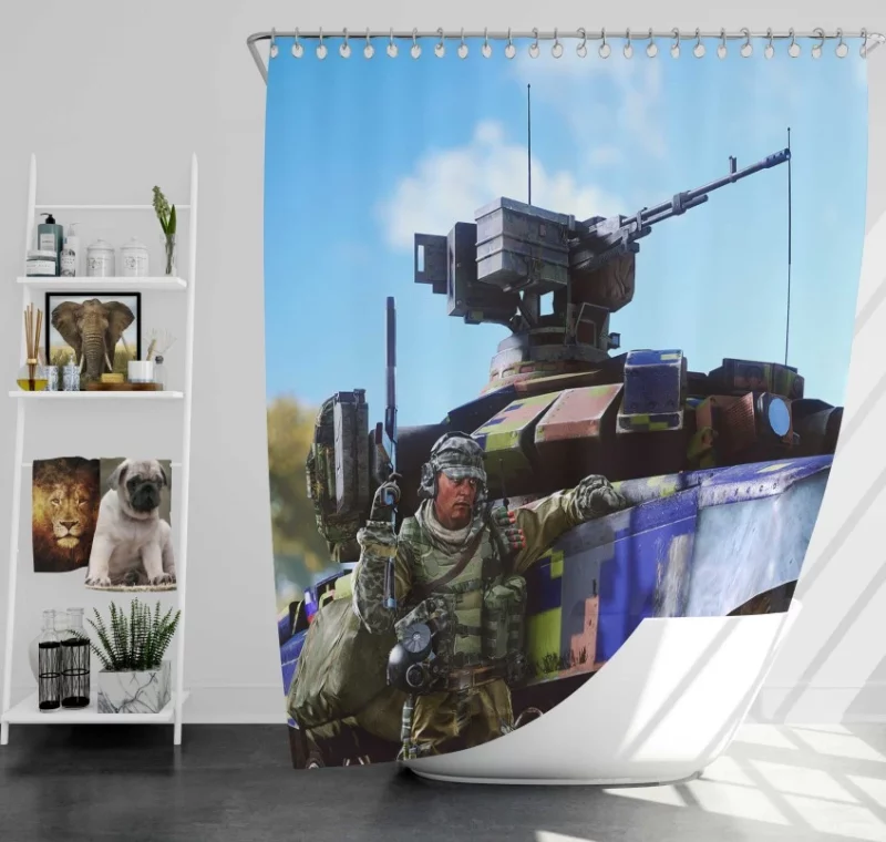 Battlefield 1 Gas Mask Bath Shower Curtain