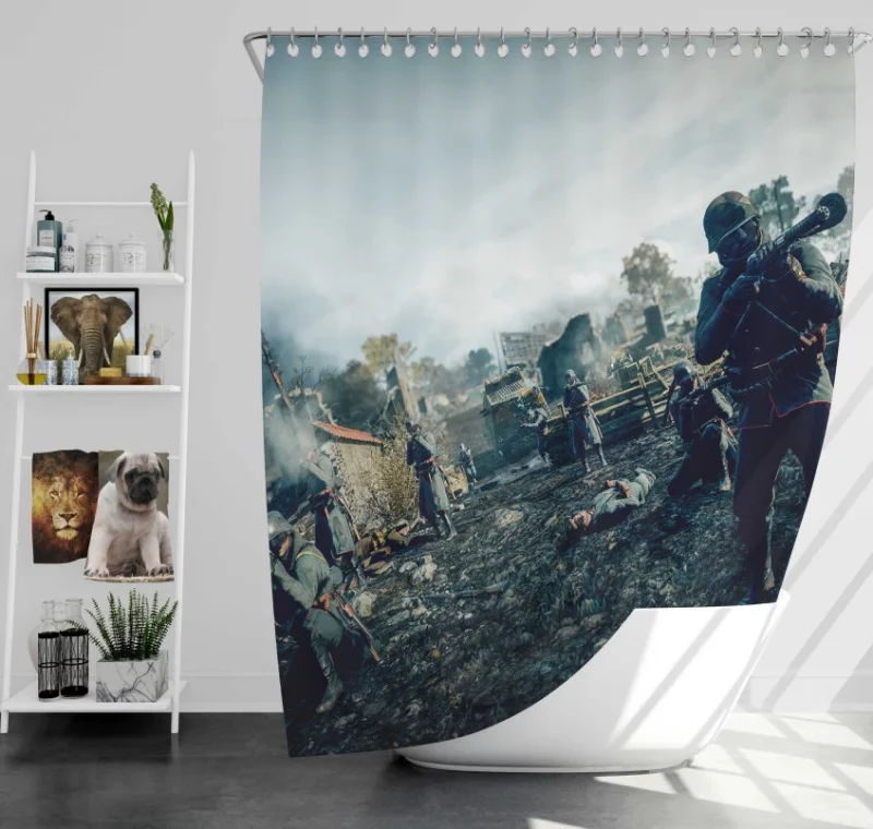 Battlefield 1 Running Soldier Bath Shower Curtain