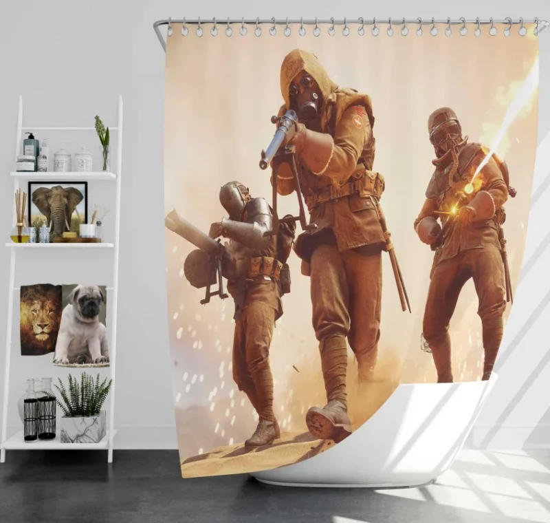 Battlefield 1 Soldier Explosion Bath Shower Curtain