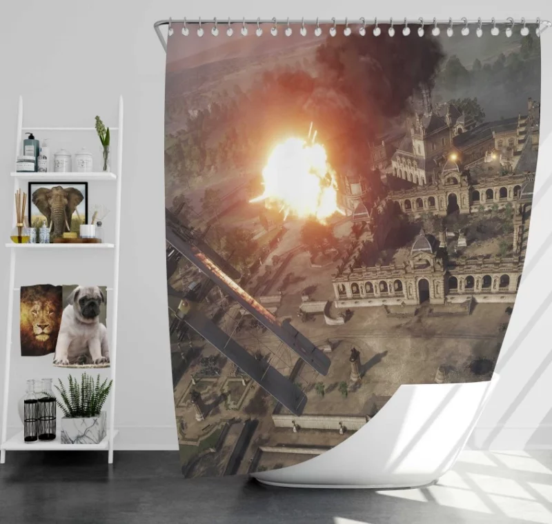 Battlefield 1 Soldier Gas Mask Bath Shower Curtain