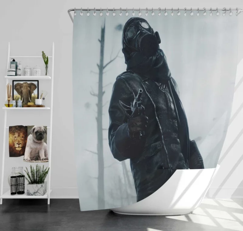 Battlefield 1 Soldier Grenade Bath Shower Curtain