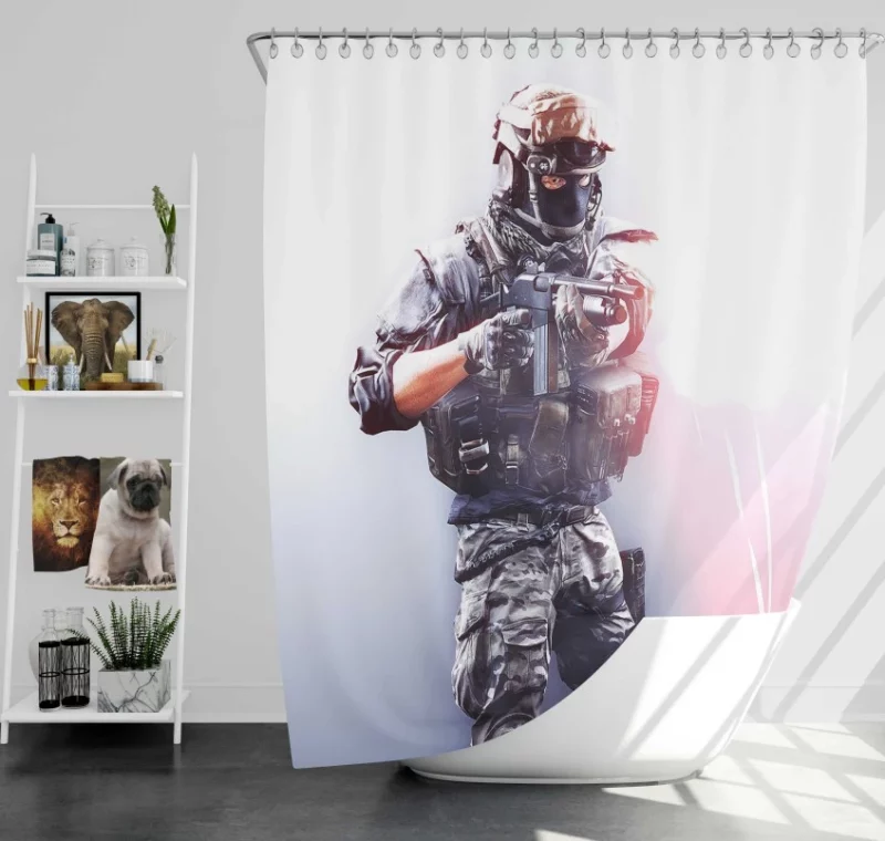 Battlefield 1 Soldier Night Bath Shower Curtain