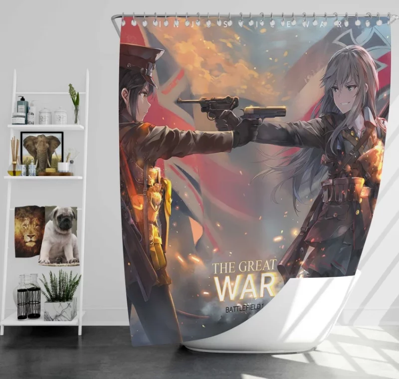 Battlefield 1 Soldier Zeppelin World War I Bath Shower Curtain