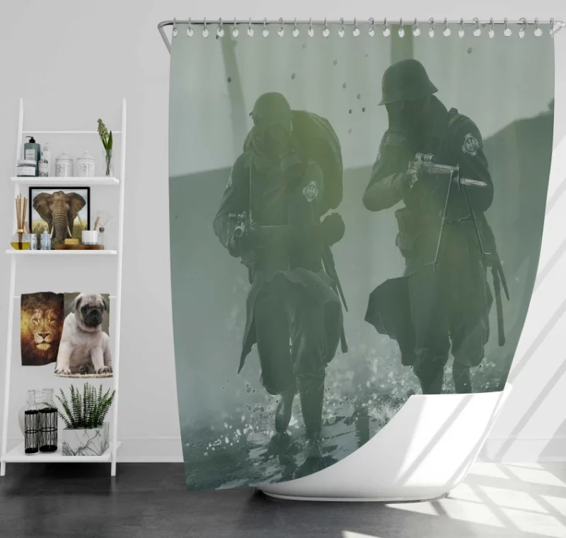 Battlefield 1 Tank Hunter Battlefield 1 Soldier Weapon Bath Shower Curtain