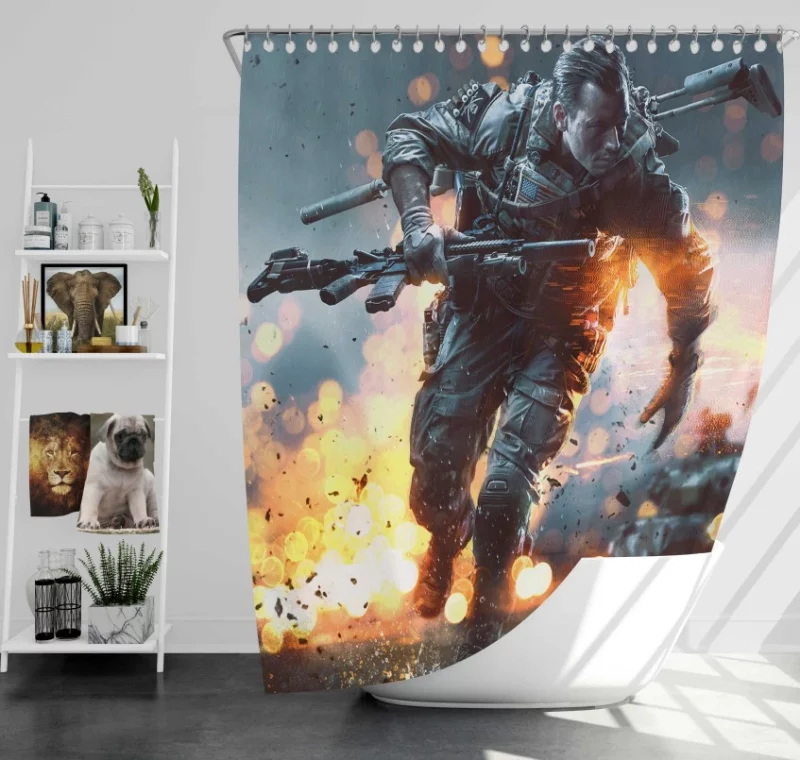 Battlefield 3 Military Bath Shower Curtain