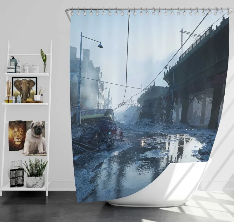 Battlefield 4 Aircraft Carrier Warship Bath Shower Curtain