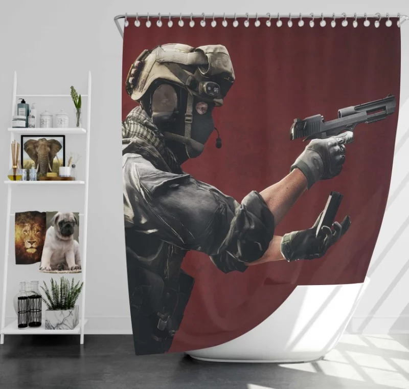 Battlefield 4 Assault Rifle Bath Shower Curtain