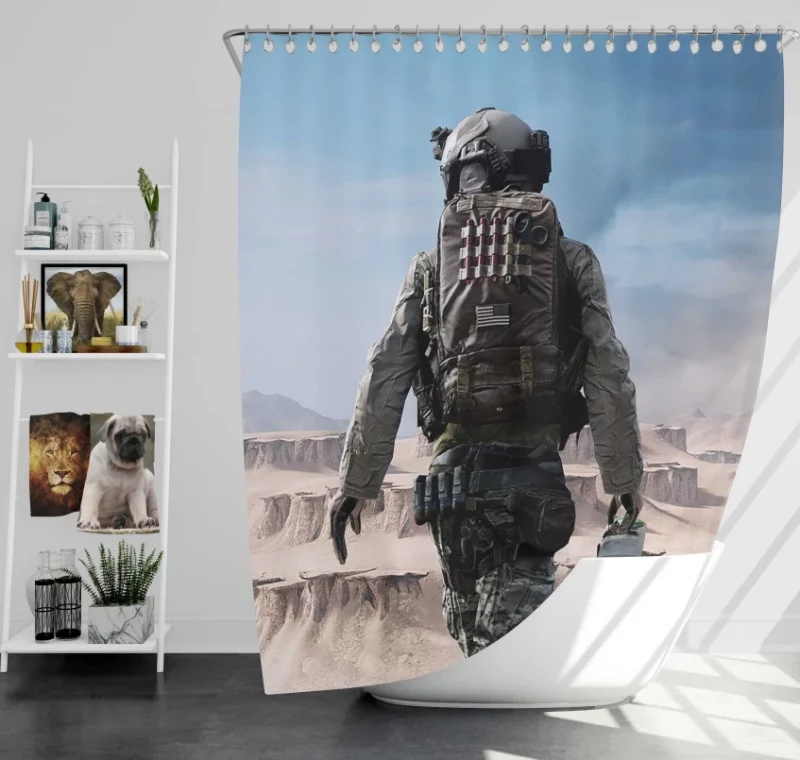 Battlefield 4 Night Soldier Bath Shower Curtain