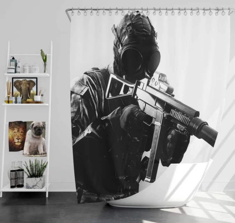 Battlefield 4 Soldier City Skyscraper Bath Shower Curtain