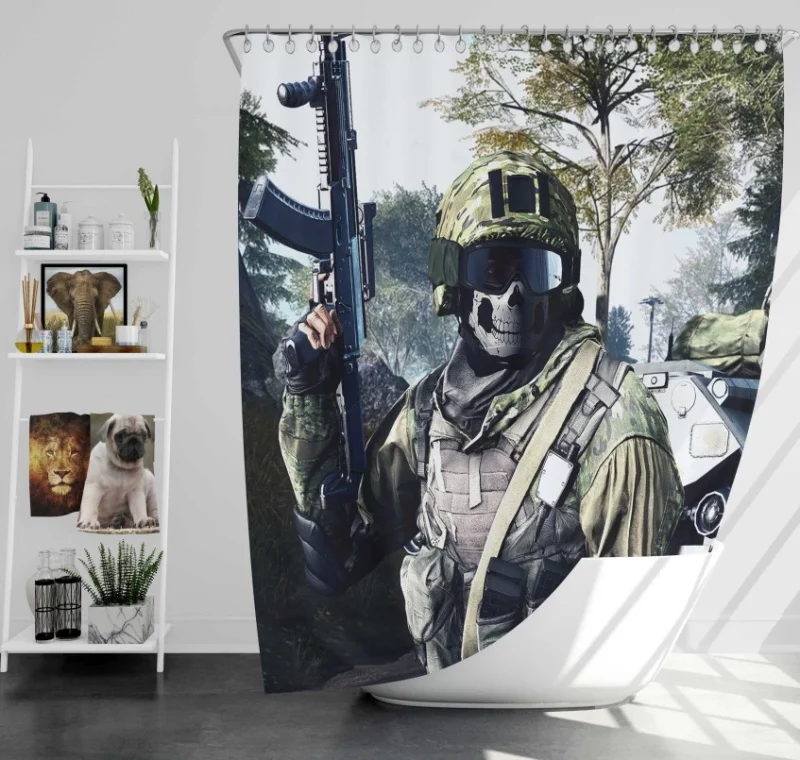 Battlefield 4 Soldier Explosion Smoke Bath Shower Curtain