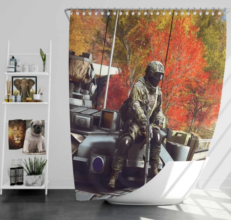 Battlefield 4 Soldier Knife Bath Shower Curtain