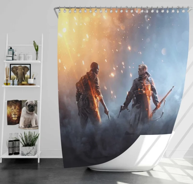 Battlefield 4 Soldier Sniper Bath Shower Curtain