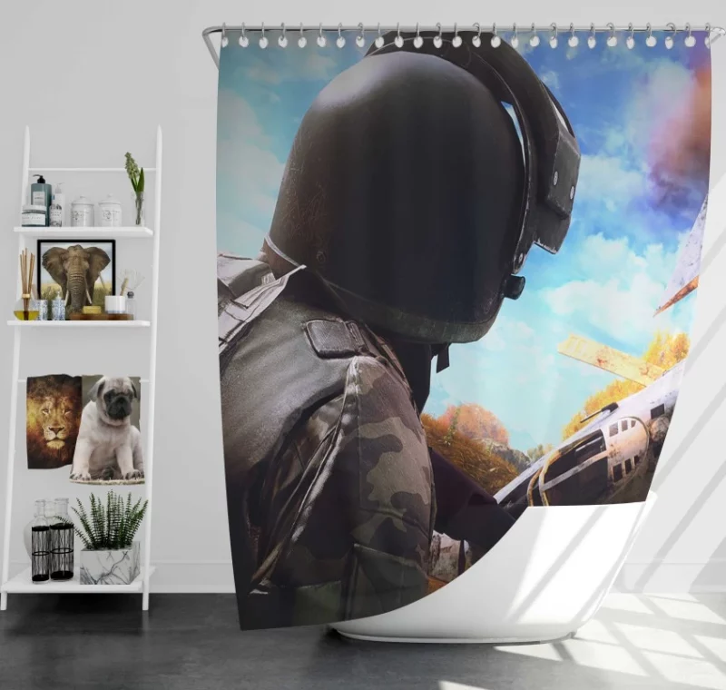 Battlefield 4 Soldier Sniper Rifle Bath Shower Curtain