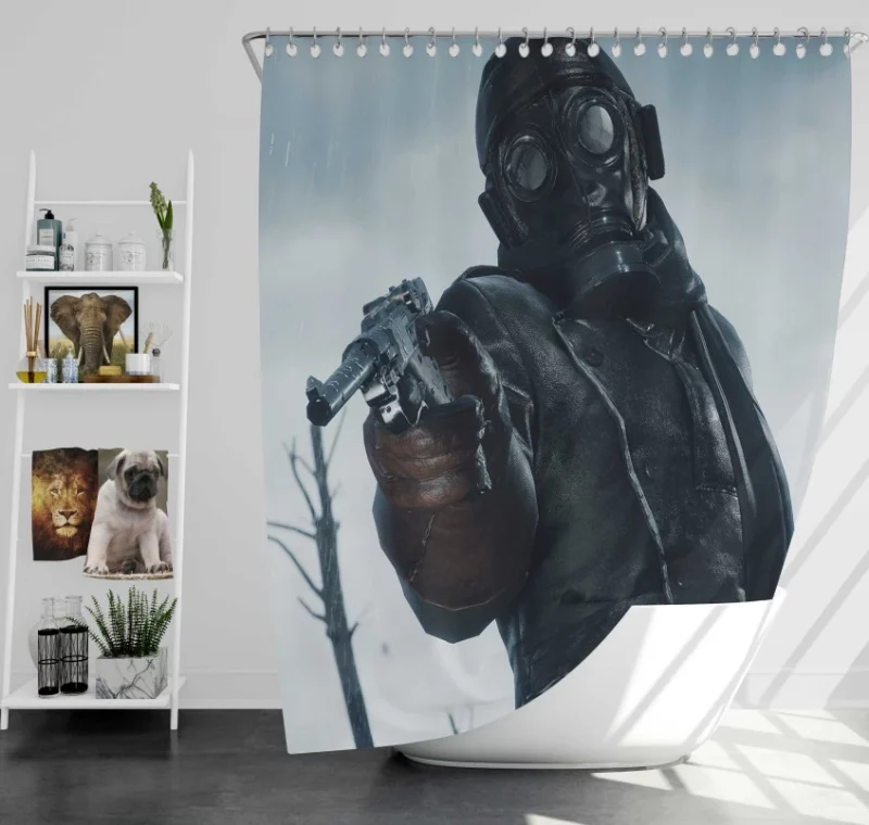 Battlefield 4 Soldier Tank Weapon Bath Shower Curtain