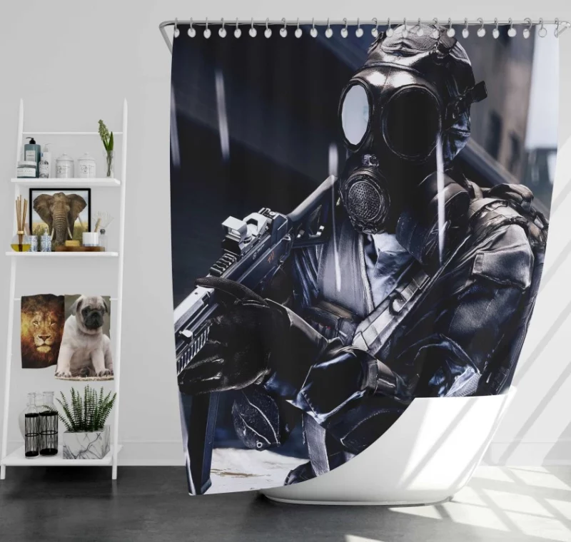 Battlefield 4 Soldier Video Game Bath Shower Curtain