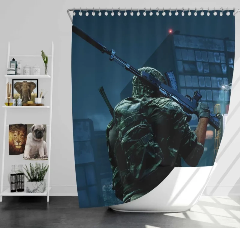 Battlefield 4 Soldier Weapon Armored Personnel Carrier Bath Shower Curtain