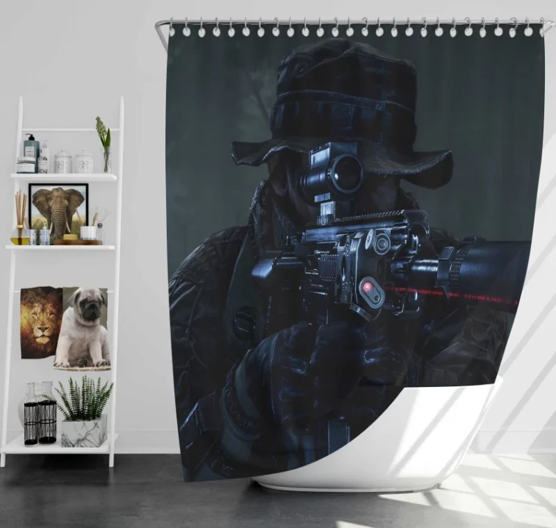 Battlefield 4 Soldier Weapon Quality Bath Shower Curtain