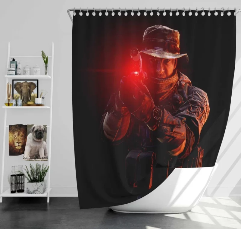 Battlefield 4 Soldier With Pistol Bath Shower Curtain