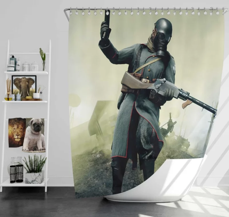 Battlefield 4 Soldier With Weapon Bath Shower Curtain