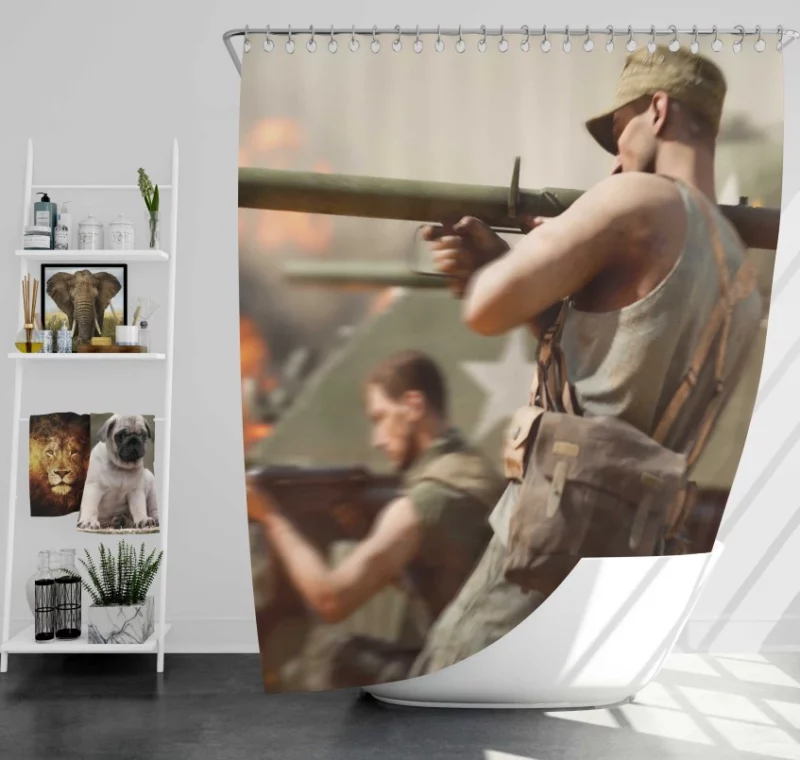 Battlefield V Themed Bath Shower Curtain