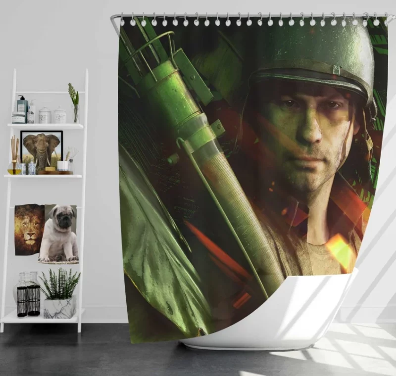 Battlefield V Women Soldier Bath Shower Curtain