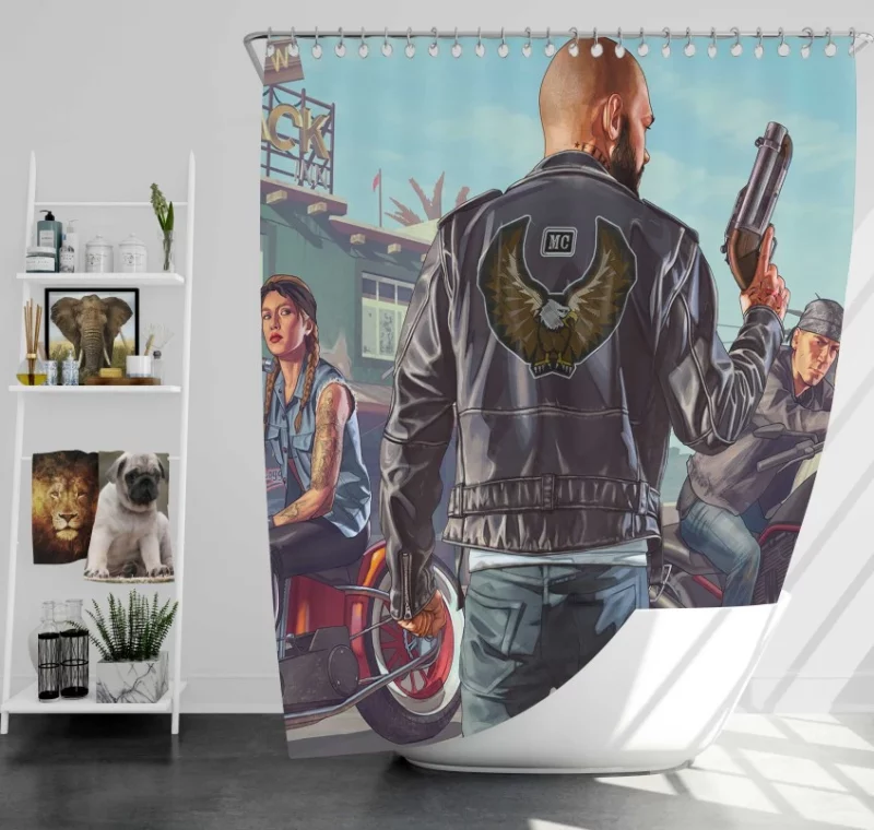 Bikers Dlc Grand Theft Auto V Bath Shower Curtain