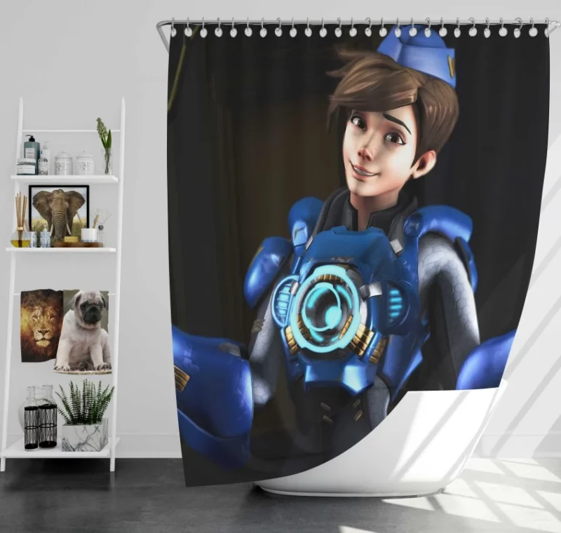 Cadet Tracer Finger Guns! Overwatch Bath Shower Curtain