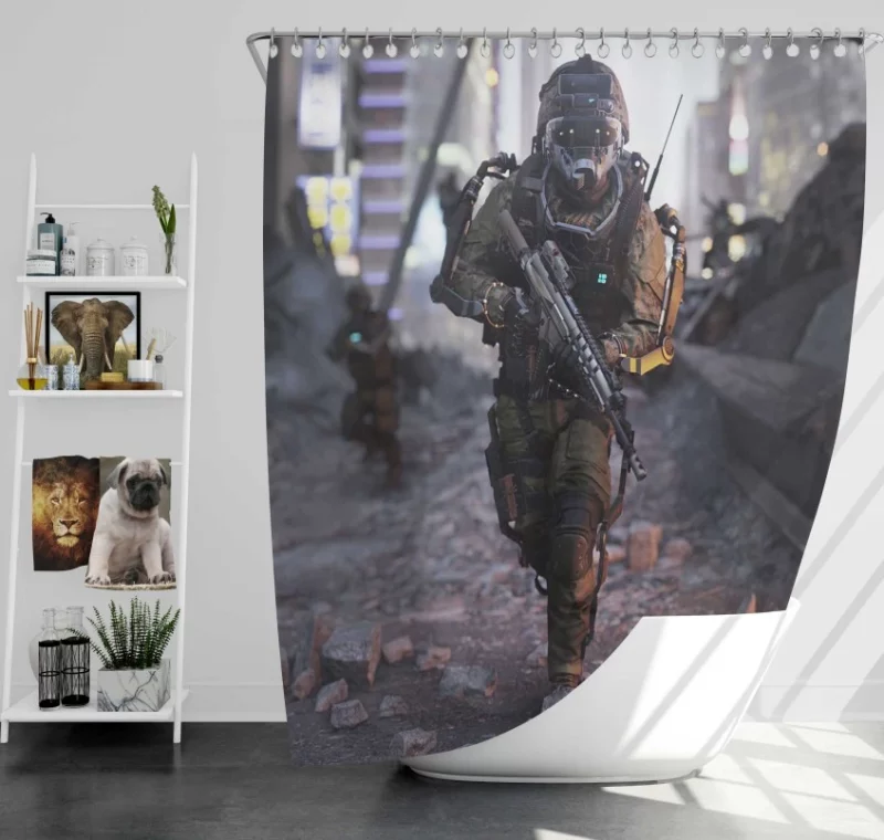 Call Of Duty Advanced Warfare Themed Bath Shower Curtain