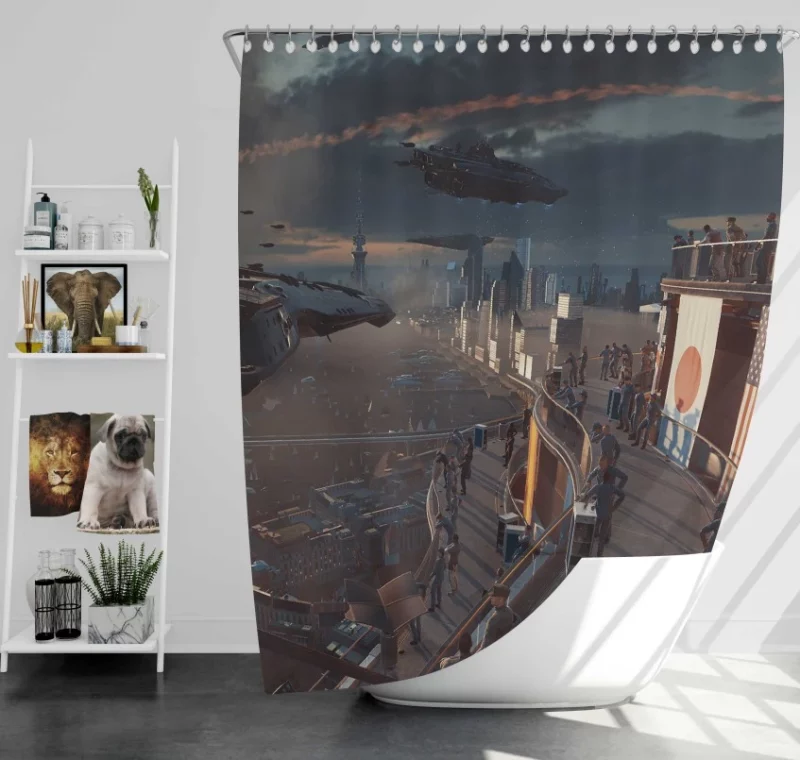 Call Of Duty Infinite Warfare Spaceship City Bath Shower Curtain