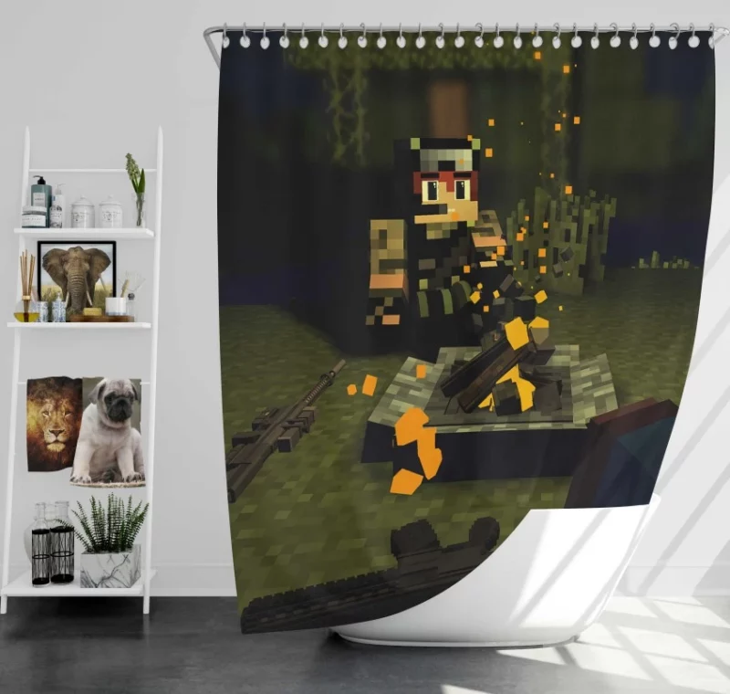 Campfire Minecraft Bath Shower Curtain