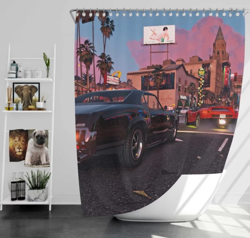 Car Grand Theft Auto V Bath Shower Curtain