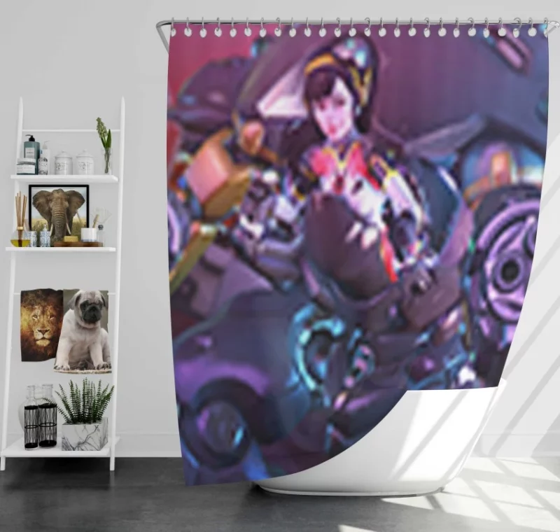 Carbon Overwatch D.va Bath Shower Curtain