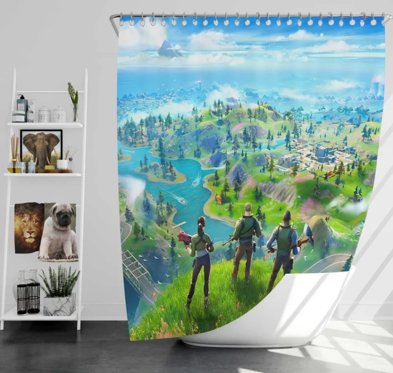 Colorful Fortnite Bath Shower Curtain