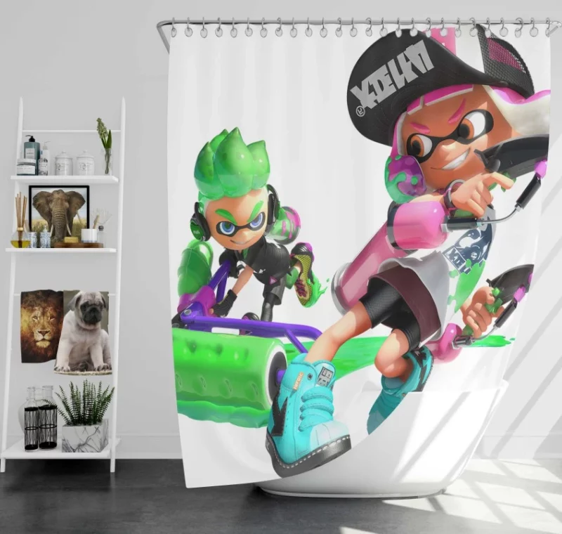 Competitive Inklings Splatoon 2 Bath Shower Curtain