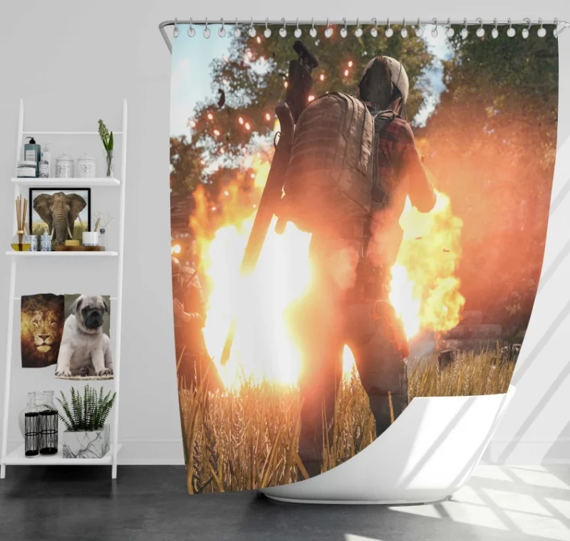 Crossover Playerunknowns Battlegrounds The Walking Dead Motorcycle Daryl Dixon Bath Shower Curtain
