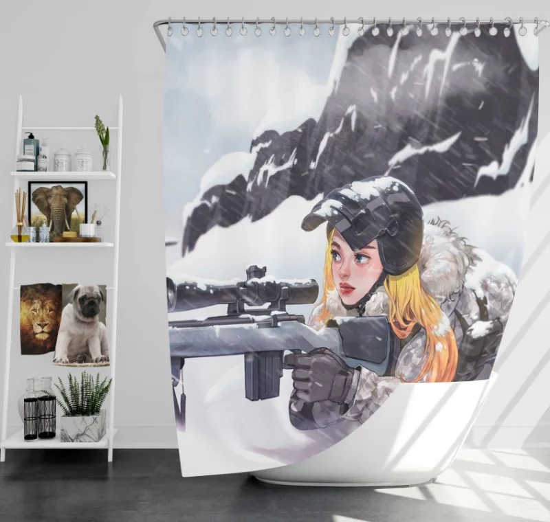 Cute Girl Playerunknowns Battlegrounds Bath Shower Curtain