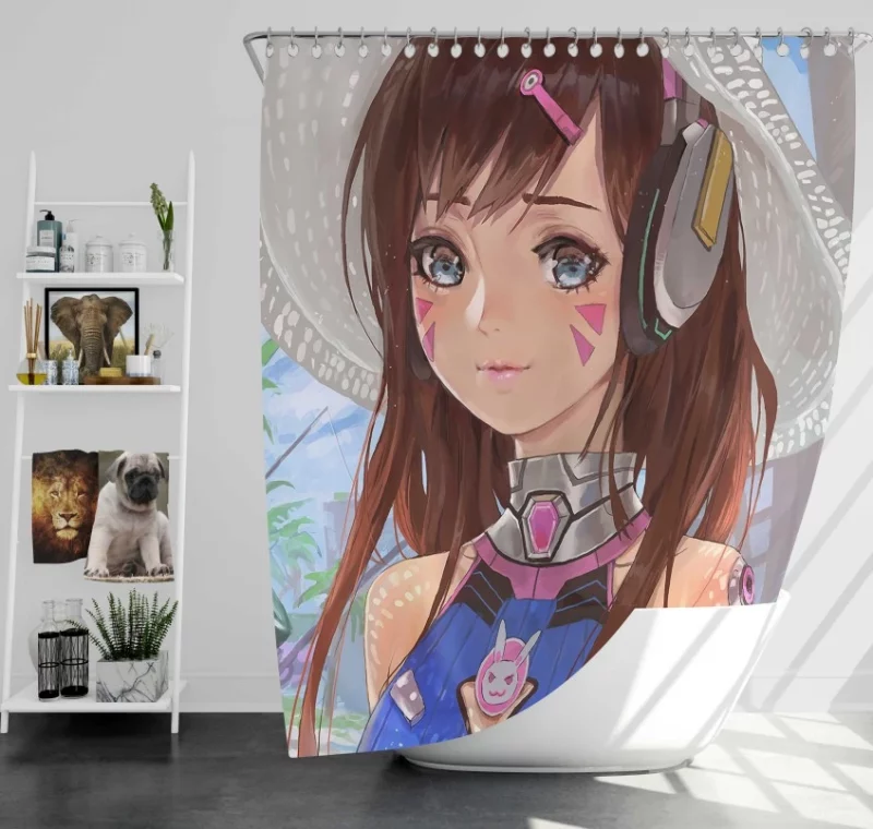 D. Va Overwatch Amazing Bath Shower Curtain