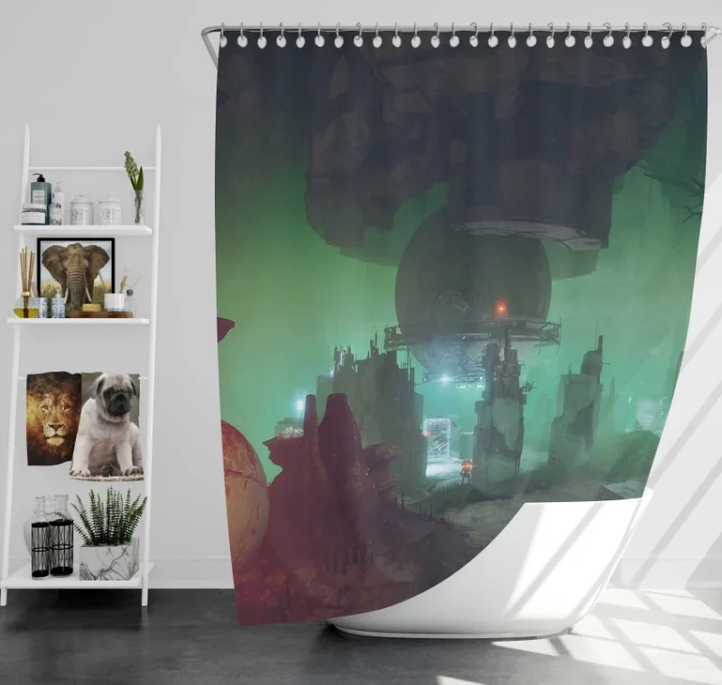 Destiny 2 Ramen Shop Bath Shower Curtain