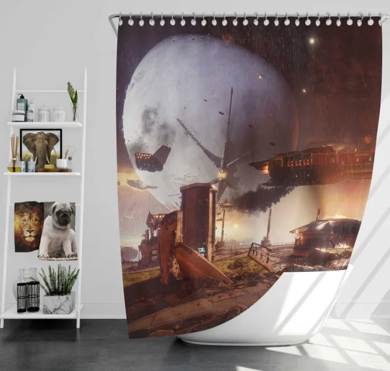 Destiny 2 Warrior Armor Weapon Bath Shower Curtain