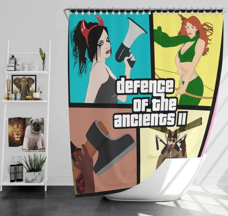 Dota 2 X Gta Dota 2 Dota Grand Theft Auto V Fan Art Crossover Vector Bath Shower Curtain